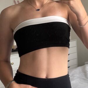 Black with white neckline Shein strapless crop top
